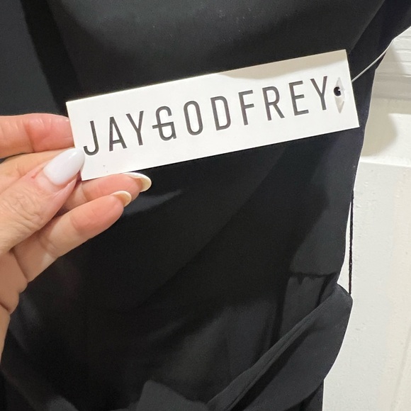 Jay Godfrey Nadine Jumpsuit in Black Size 6 NWT One Shoulder straight leg - Picture 7 of 13